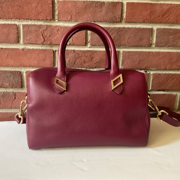 Versace Collection Barrel  Burgundy Leather Satchel Shoulder Bag NWOT - Picture 12 of 16